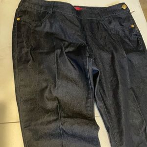 Jean stirrup leggings.